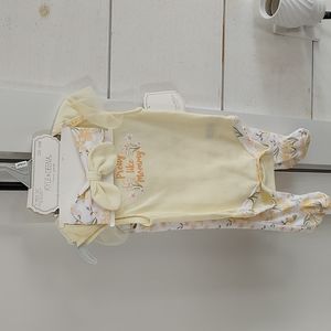 Kyle & Deena footed pant, body suit and headband 3-6 months